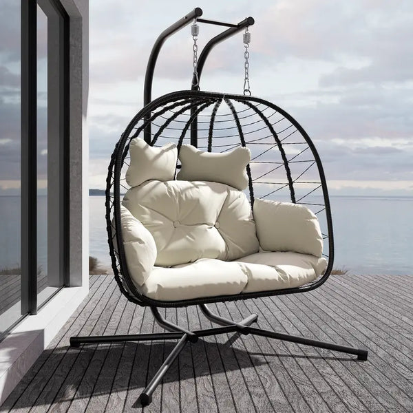 Double Hanging Egg Chair with Cushion, 700lbs Capacity
