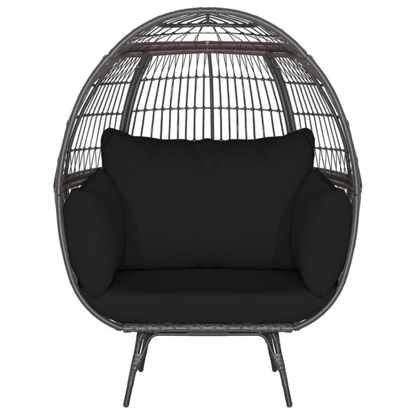 Oversized Patio Rattan Egg Lounge Chair with Cushions Indoor and Outdoor